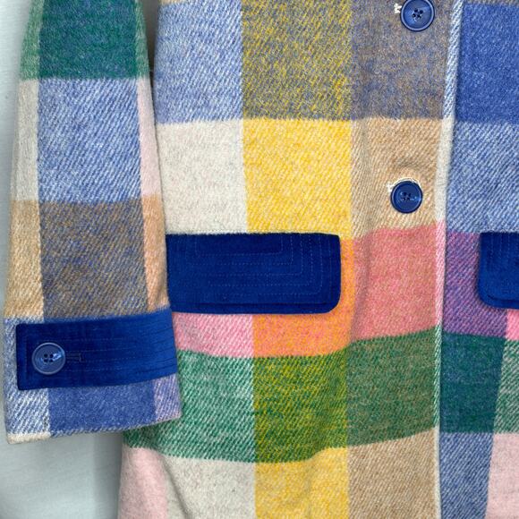 Mini Boden Girls Plaid Wool Blend Pea Coat Size 9-10Y - Picture 3 of 6